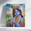 Original Lord Krishna acrylic painting on canvas with vibrant colors and traditional devotional details