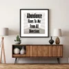 Square Money Affirmation Poster – Abundance Flows to Me Wall Art in Room Setting