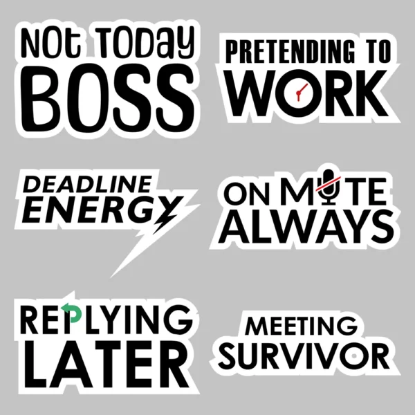 Office Humor Stickers – 6 funny printable office humor sticker designs